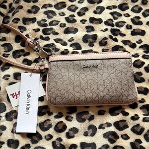 Calvin Klein Beige and Pink Wristlet